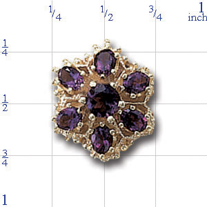A4098 14K AMETHYST FLOWER SLIDE 